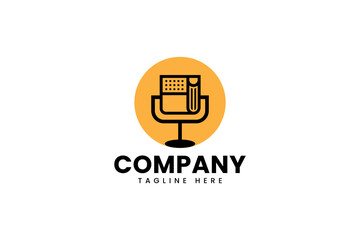 Fototapeta premium podcast with book element modern logo design for podcast and broadcast company