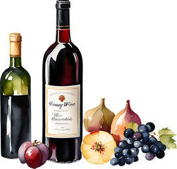Wine and fruits