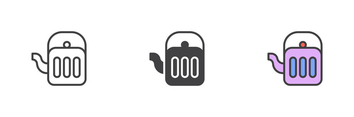 Tea kettle different style icon set