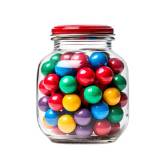 front view close up of in a candy jar isolated on a white transparent background 