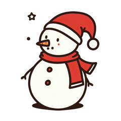 snowman with a gift stickers cartoon style