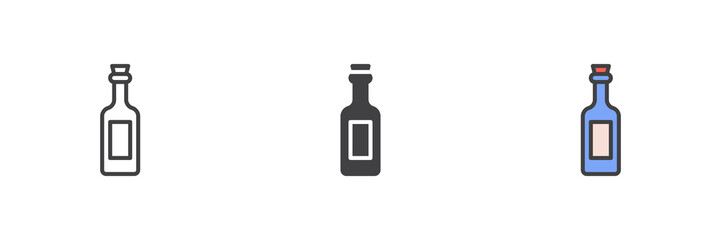 Wine bottle different style icon set