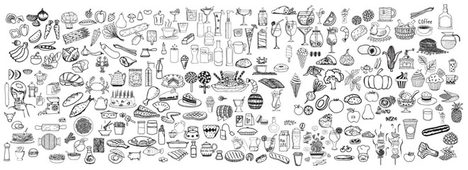 Food and drink vector illustration. food and drink large - obrazy, fototapety, plakaty
