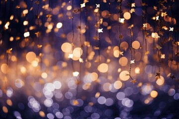 gold and purple christmas light background with glitter - festive background details