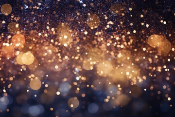 Fototapeta na wymiar background with golden glittery lights on blurry background - Christmas Holiday wallpaper - birthday celebration background