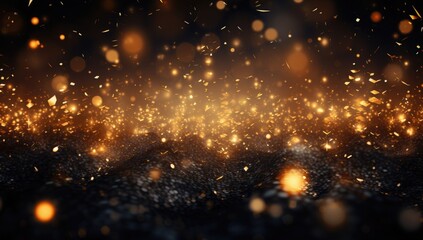 Fototapeta premium golden abstract christmas lights on black background - wedding holiday wallpaper 