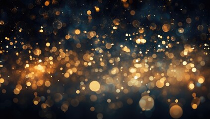 Golden sparkles blurred christmas lights - wedding holiday wallpaper - black and gold - obrazy, fototapety, plakaty