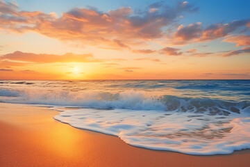 Fototapeta na wymiar sunset on the beach, AI generated