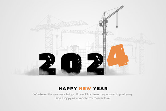 2024 New Year Background Design. Construction sets numbers for New Year 2024. Vector Illustration