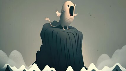 A siren sang its haunting melody from atop a rocky cliff. Cute creature. .