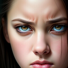 Fototapeta premium Portrait of an angry annoyed young woman. Generative AI