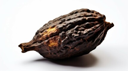 Fototapeta premium An open cocoa fruit top view white background Ai Generative