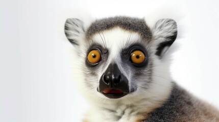 cute animal lemur looks with surprised eyes Ai Generative