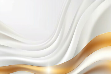 Abstract wavy background. White and gold colors