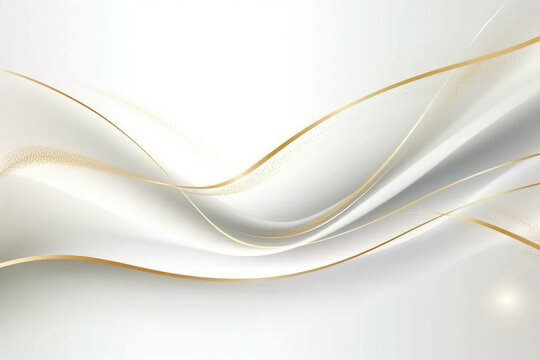 Abstract white background with golden lines. © bad_jul