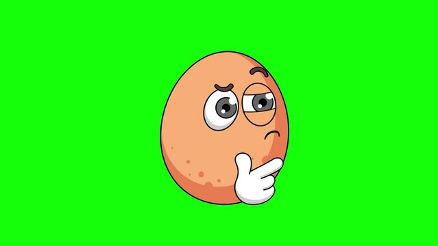 Thinking animation of a egg cartoon, mascot animation with green green