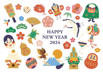 かすれ お正月イラストセット