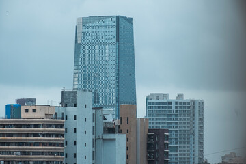 Modern City high-rise skyscraper buildings. Aerial view of the Financial District in Mumbai. Daytime Mumbai City, India.