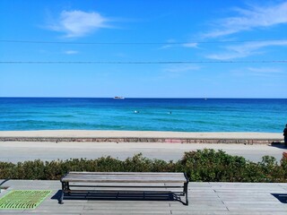 bench and sea beach