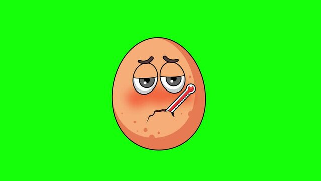 Fever animation of a egg cartoon, with a thermometer