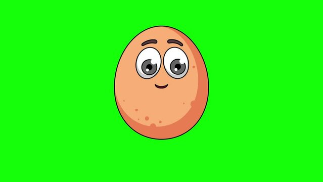 egg cartoon character with saluting face, emoji emoticon animation