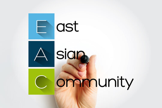 EAC East Asian Community - trade bloc for the East and Southeast Asian countries, acronym text concept background