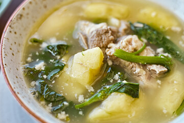 Winter potato soup with pork rib