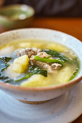 Winter potato soup with pork rib