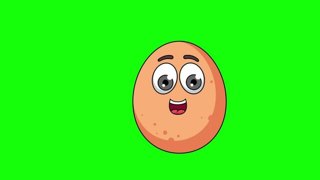 egg cartoon animation holds banner, emoji emoticon