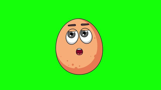 egg cartoon facing with rolling eye, emoji emoticon animation