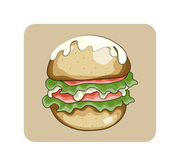 Vector hamburger on colored background