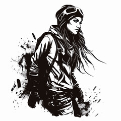 Silhouette of a young woman's mid-torso dressed in snowboard attire