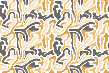 Squiggle christmas naive seamless pattern. Creative scribble abstract style New Year background illustration for celebration. Simple xmas golden winter drawing wallpaper print