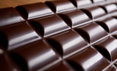 Bown chocolate pattern closeup background. Healthy vegan food concept