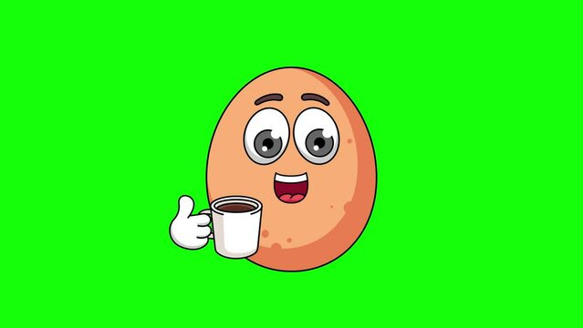 egg emoticon with drinking coffee style, emoji emoticon animation