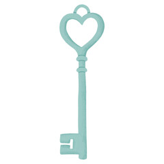 Heart shaped key hand drawn clipart