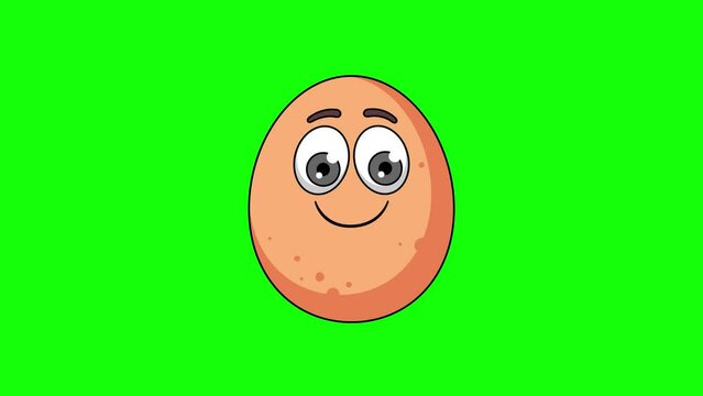 egg emoticon emoji with face savoring food, cartoon animation