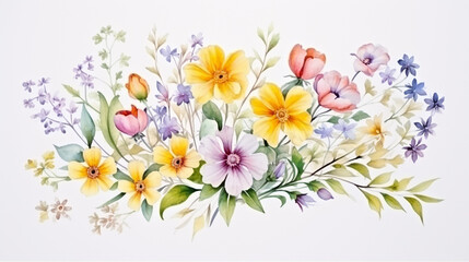 Floral Watercolor. spring floral watercolor on white isolated background