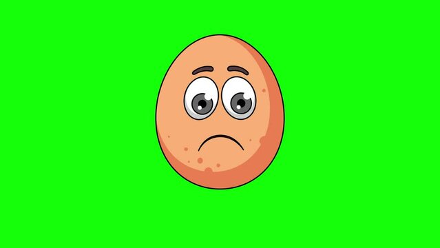 Frowning face animation of egg emoticon emoji