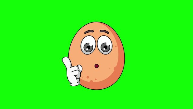 Animation of egg cartoon with a shushing face, finger over pursed lips
