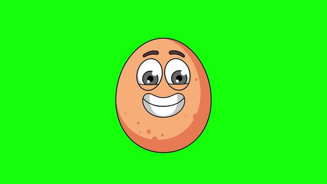 The grimacing face of egg mascot, nervousness, embarrassment, or awkwardness