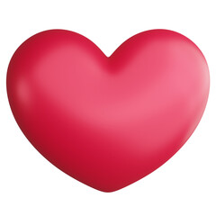 Heart clipart flat design icon isolated on transparent background, 3D render Valentine concept