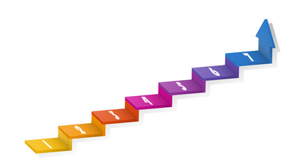 Obraz premium 3d stair infographic elements design with 7 options, Steps or processes and marketing can be used for presentation.