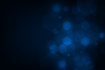 Vector technology futuristic hexagones low polygon geometric. Hi- tech blue bacground. - obrazy, fototapety, plakaty