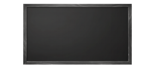 Black chalk blackboard texture background, dark wall backdrop wallpaper, billboard wood frame for adding text, education background, isolated on transparent background, Png files