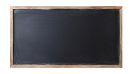 Black chalk blackboard texture background, dark wall backdrop wallpaper, billboard wood frame for adding text, education background, isolated on transparent background, Png files