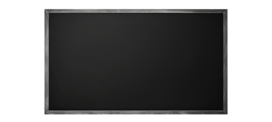 Black chalk blackboard texture background, dark wall backdrop wallpaper, billboard wood frame for adding text, education background, isolated on transparent background, Png files
