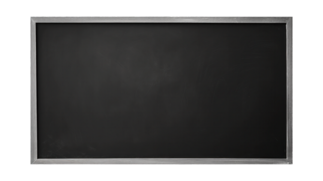 Black chalk blackboard texture background, dark wall backdrop wallpaper, billboard wood frame for adding text, education background, isolated on transparent background, Png files