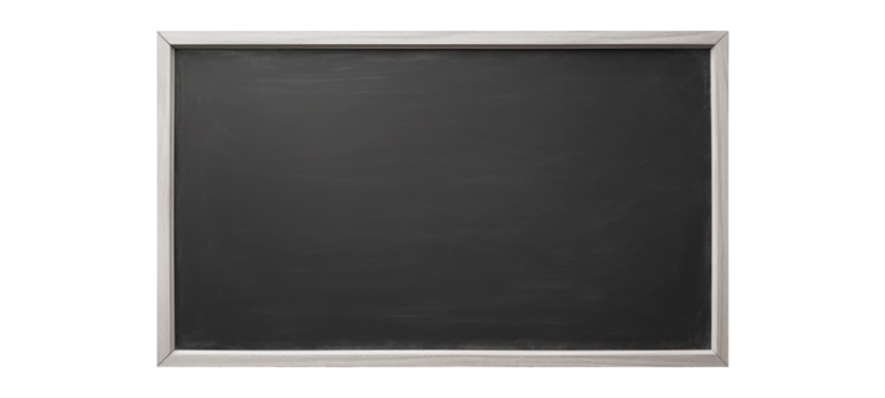 Black chalk blackboard texture background, dark wall backdrop wallpaper, billboard wood frame for adding text, education background, isolated on transparent background, Png files
