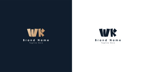 WK Letters vector logo design - obrazy, fototapety, plakaty